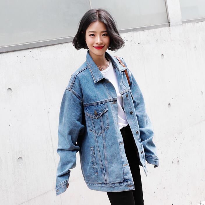 女士宽松落肩牛仔外套