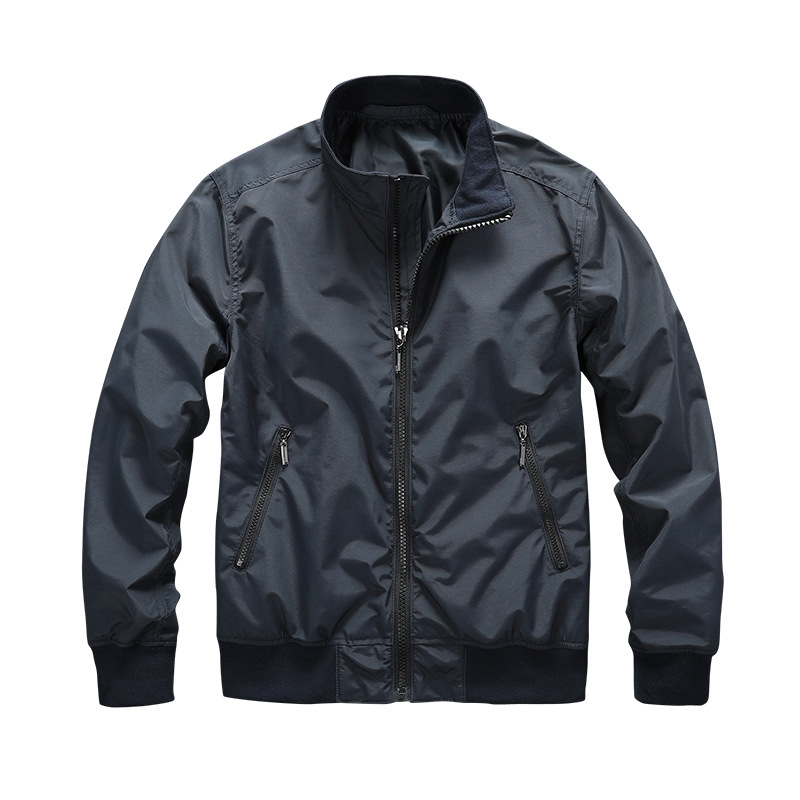 Classic Stand Collar Lightweight Bomber Jacket (Commuting Casual Style)