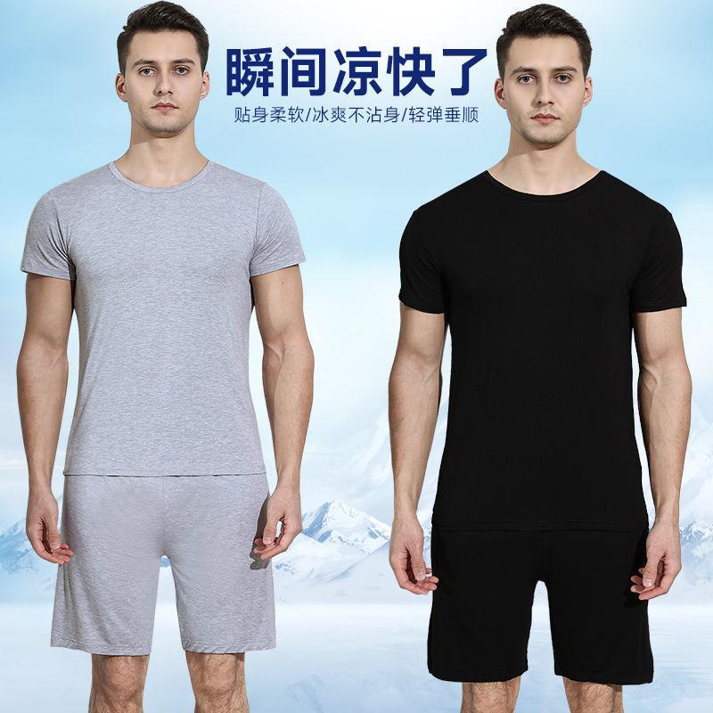 Men's Ice Silk Cool Short-Sleeve & Shorts Loungewear Set