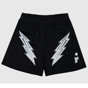 Lightning Print Mesh Sports Shorts