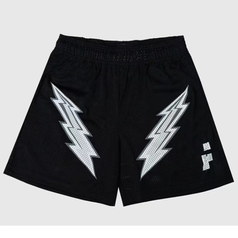 Lightning Print Mesh Sports Shorts