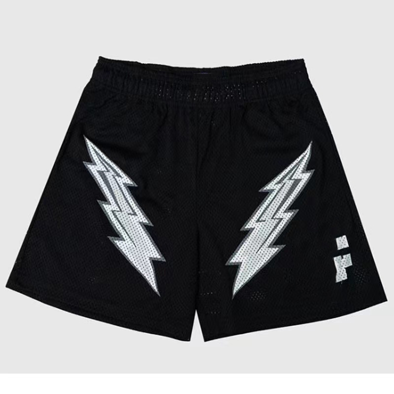 Lightning Print Mesh Sports Shorts