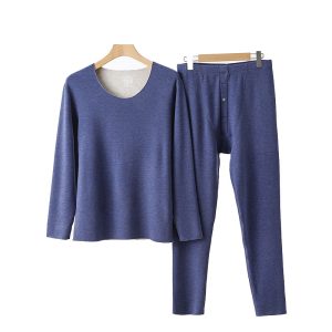 Men's Silk & Cashmere Seamless Crew Neck Thermal Underwear Set