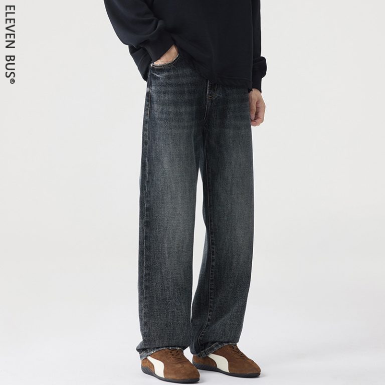 Vintage Washed Straight-Leg Jeans (American Retro Wide-Leg Style)