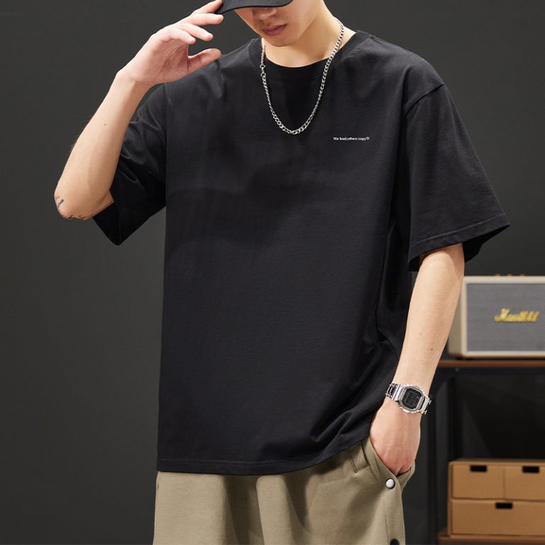 Small Letter Print Loose Crew Neck Short-sleeve T-shirt (American Casual Style)