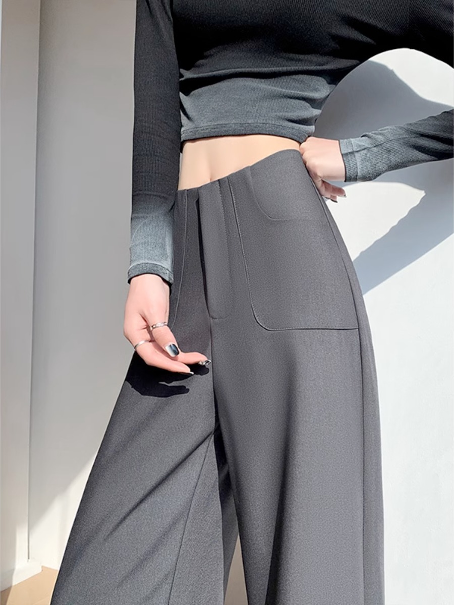 High-Waisted Pocket Wide-Leg Suit Pants
