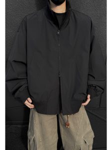 Stand Collar Loose Workwear Style Bomber Jacket