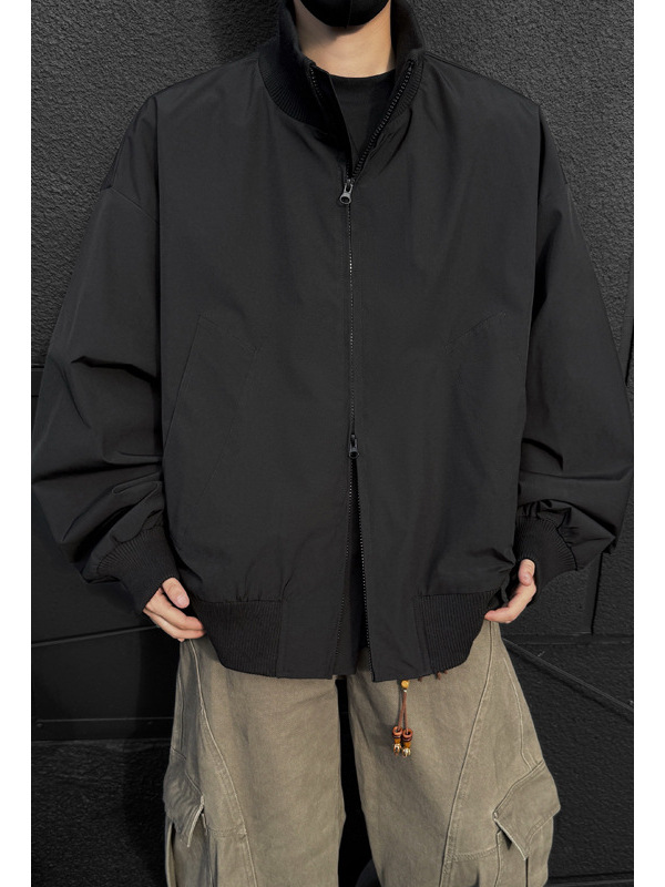 Stand Collar Loose Workwear Style Bomber Jacket