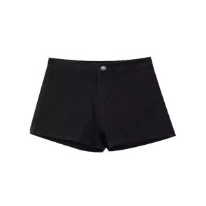High-Waisted Slimming Black Denim Shorts