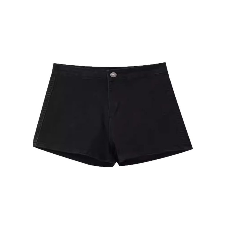 High-Waisted Slimming Black Denim Shorts
