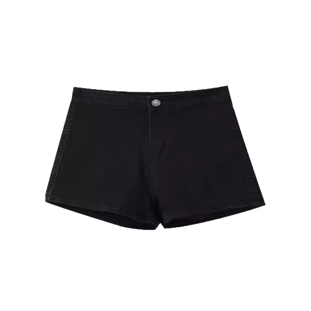 High-Waisted Slimming Black Denim Shorts