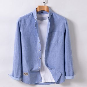 Men's Casual Oxford Cloth Long Sleeve Shirt