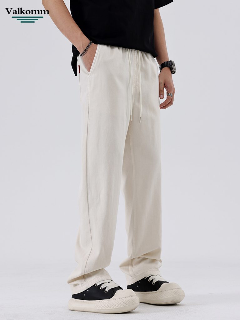 Off-White Drawstring Straight-Leg Casual Pants