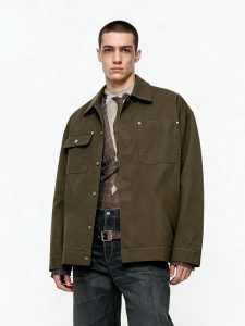 Olive Green Loose Workwear Jacket