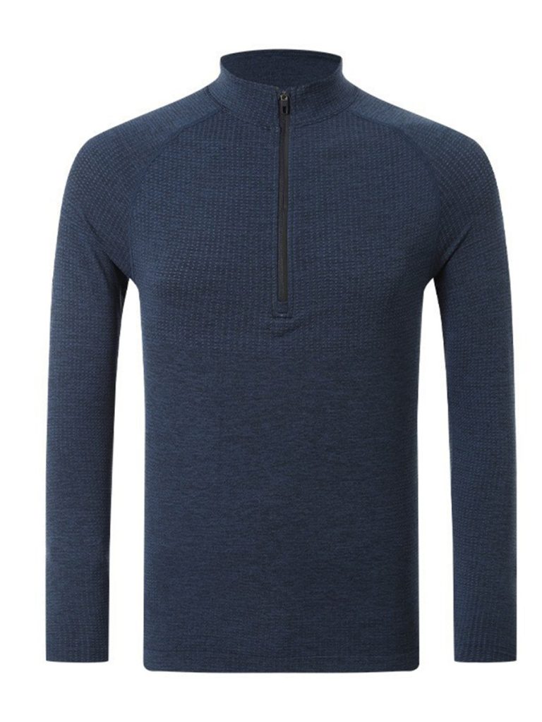 Half-Zip Stand Collar Waffle Knit Long-Sleeve Quick-Dry T-Shirt (Outdoor Functional Version)