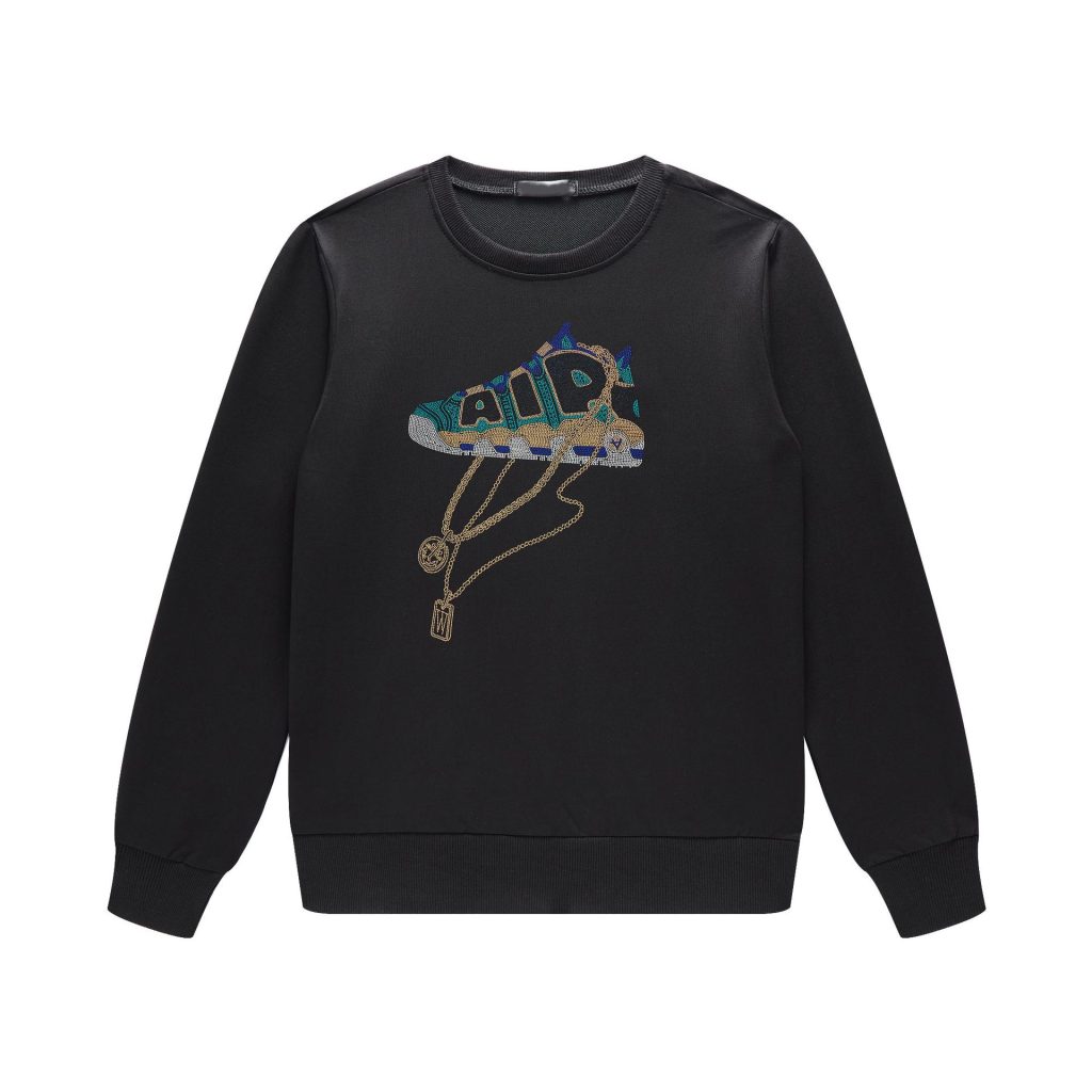 Sneaker Chain Embroidery Crew Neck Sweatshirt (Trendy Street Style)