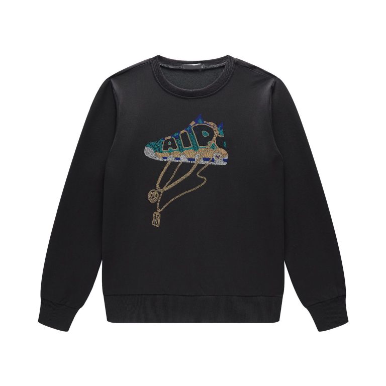 Sneaker Chain Embroidery Crew Neck Sweatshirt (Trendy Street Style)