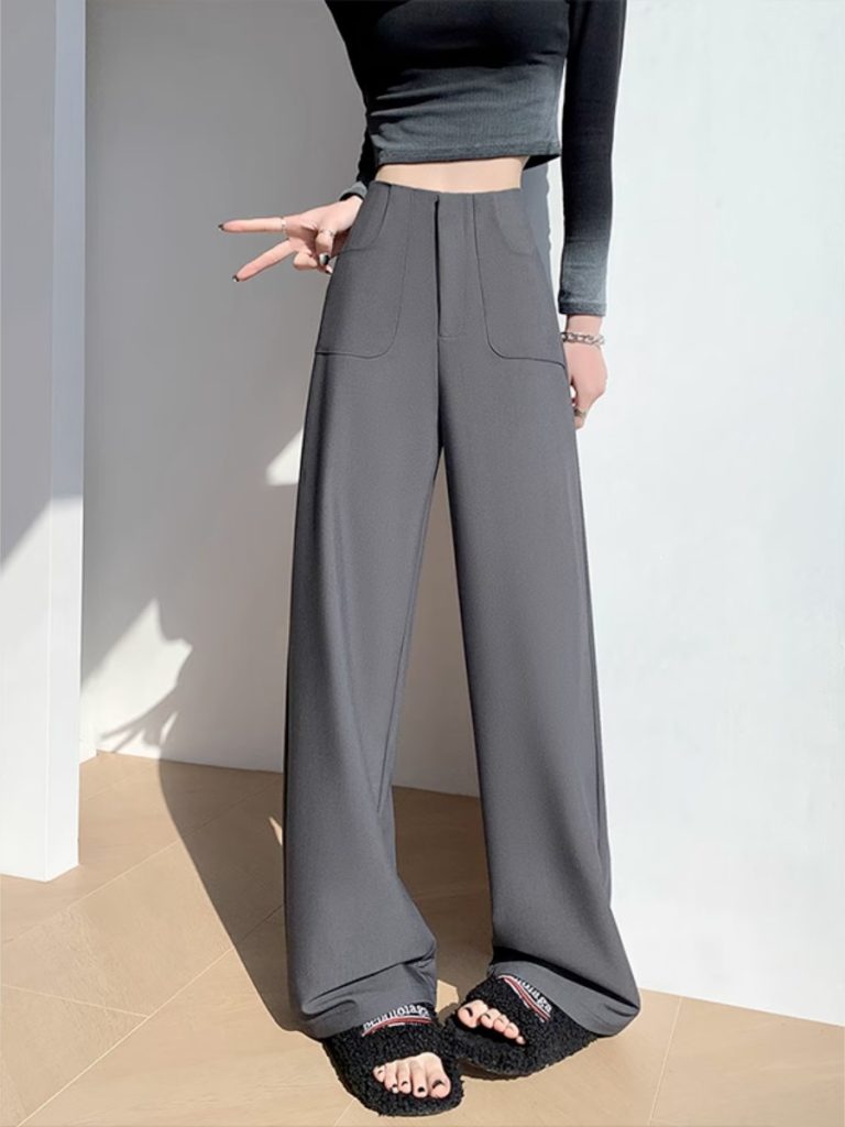 High-Waisted Pocket Wide-Leg Suit Pants