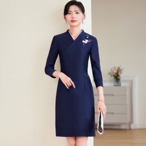 Women's New Chinese Style Improved Cheongsam Professional Dress