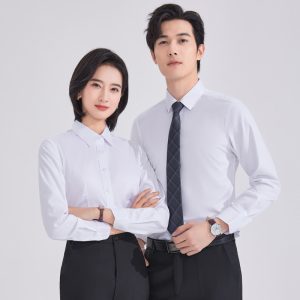 Unisex Professional White Long-Sleeve Business Shirt