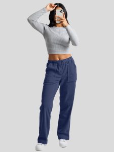 Corduroy Elastic Waist Straight-Leg Casual Pants