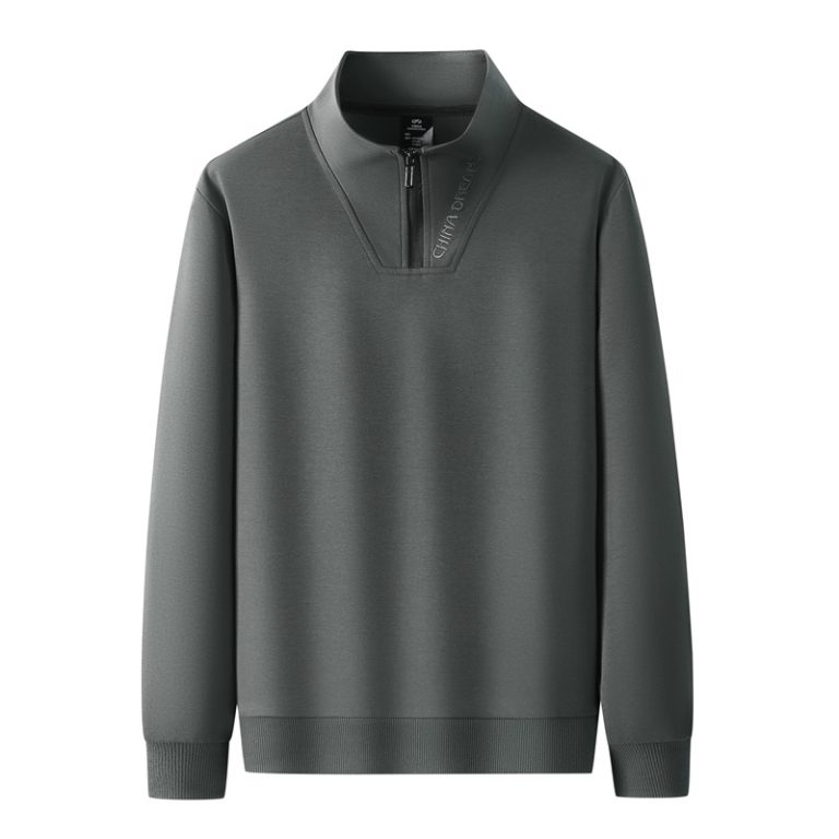 Men's Half-Zip Stand Collar Embossed Letter Casual Sweatshirt