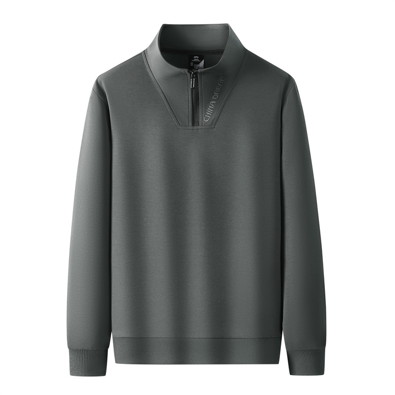 Men's Half-Zip Stand Collar Embossed Letter Casual Sweatshirt