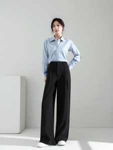 High-Waisted Draped Wide-Leg Suit Pants
