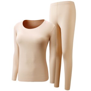 Women's Seamless U-Neck Thermal Underwear Set (Top + Pants)