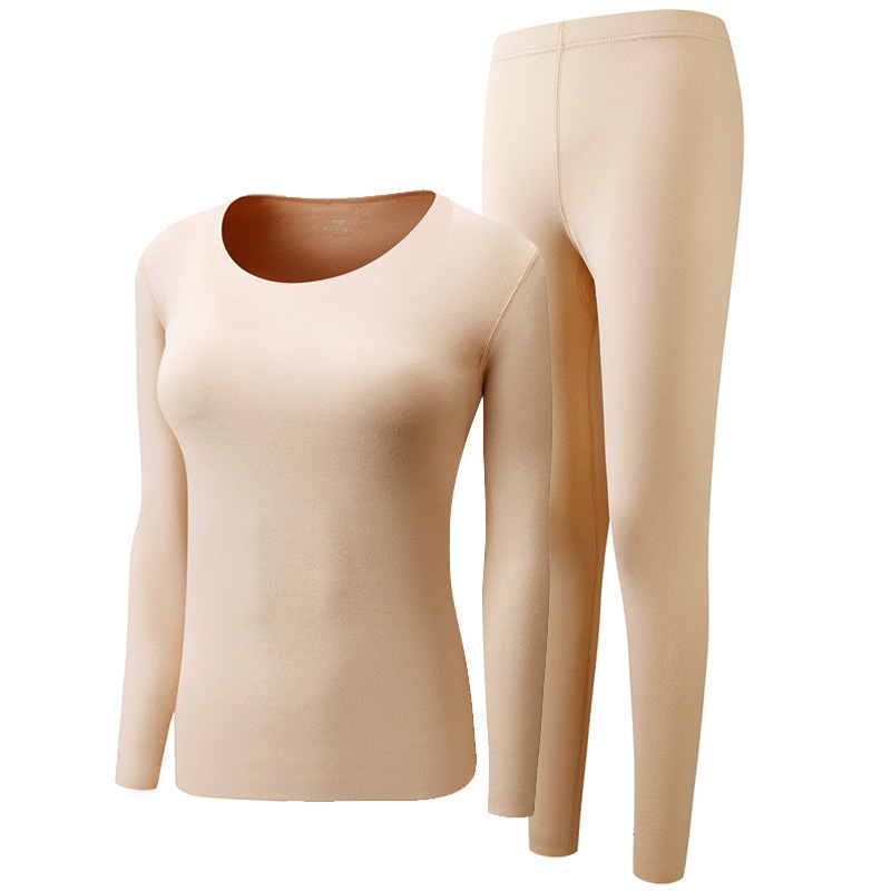 Women's Seamless U-Neck Thermal Underwear Set (Top + Pants)